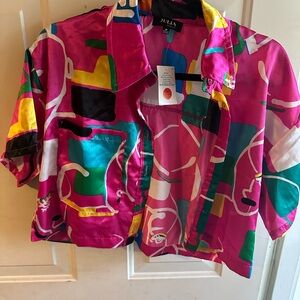 Julia Pink Abstract Crop Top